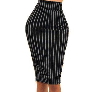 Got Style Black White Stripe Bodycon Casual Pencil Skirt